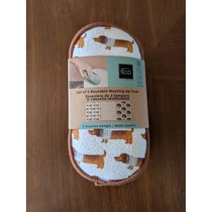 Reusable Washing Pad Sponges Set of 5 Dachshund Dog Print NEW Ciroa Home Novelty